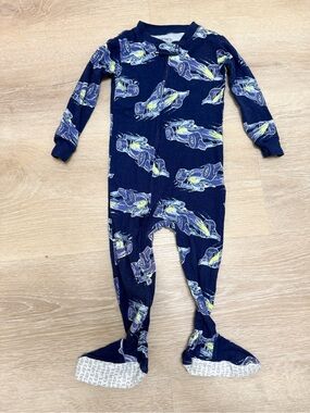 Carter's Navy Blue Race Car Footed One-Piece
